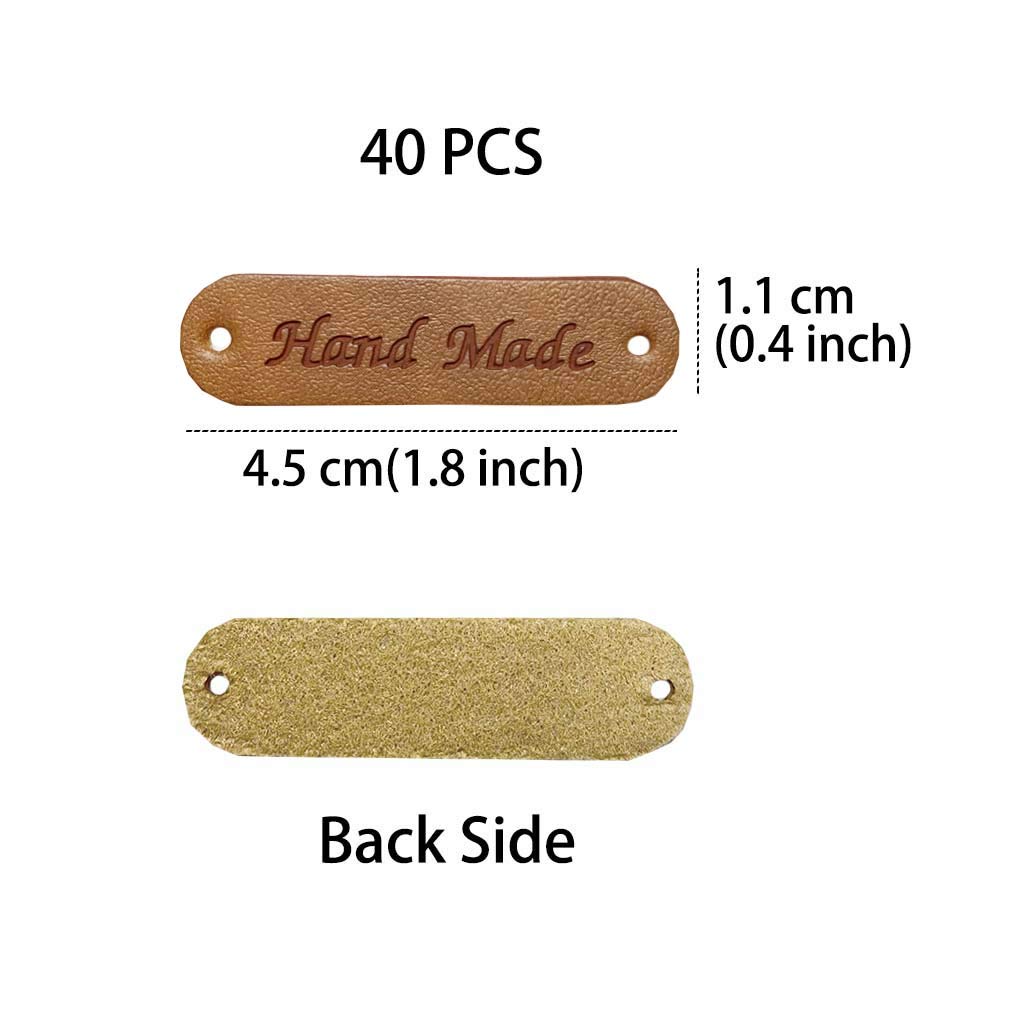 40 etichette in pelle ecologica in poliuretano, fatte a mano, da cucire, in rilievo, per jeans, borse, scarpe, cappelli (H, 10 C