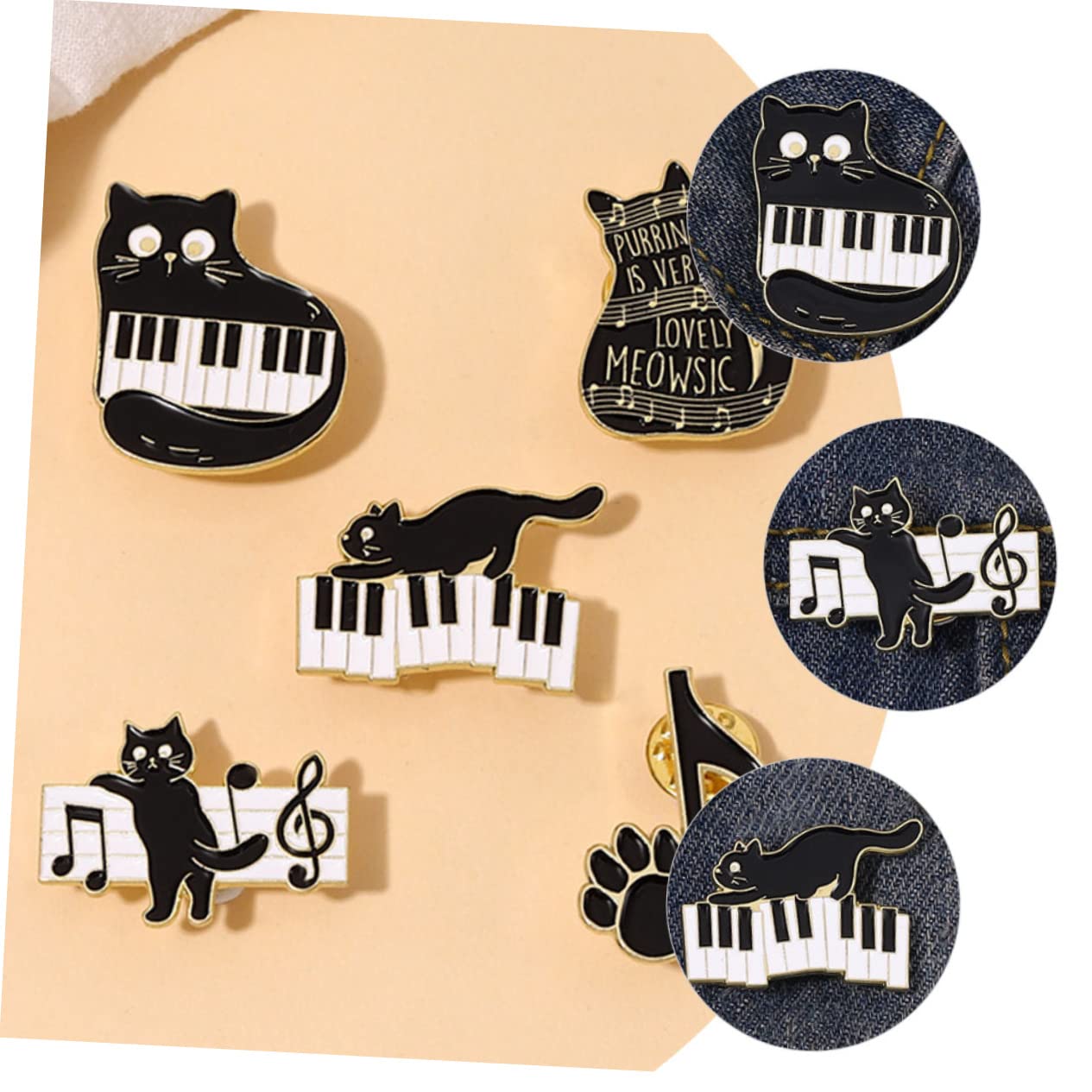 BESPORTBLE Spilla Corpetto Musicale Spilla Decorativa Perni Carino Spillo Pin Per Gatto Spille Distintive Spilla Per Abbigliamento Smalto Vestiario A Tema Lega Black