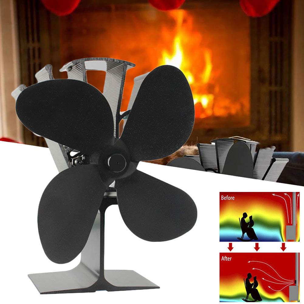 Buy NANANA Fireplaces Flue Stove Fan 4 Blade Heat Powered, Heat Powered Stove Fan Log