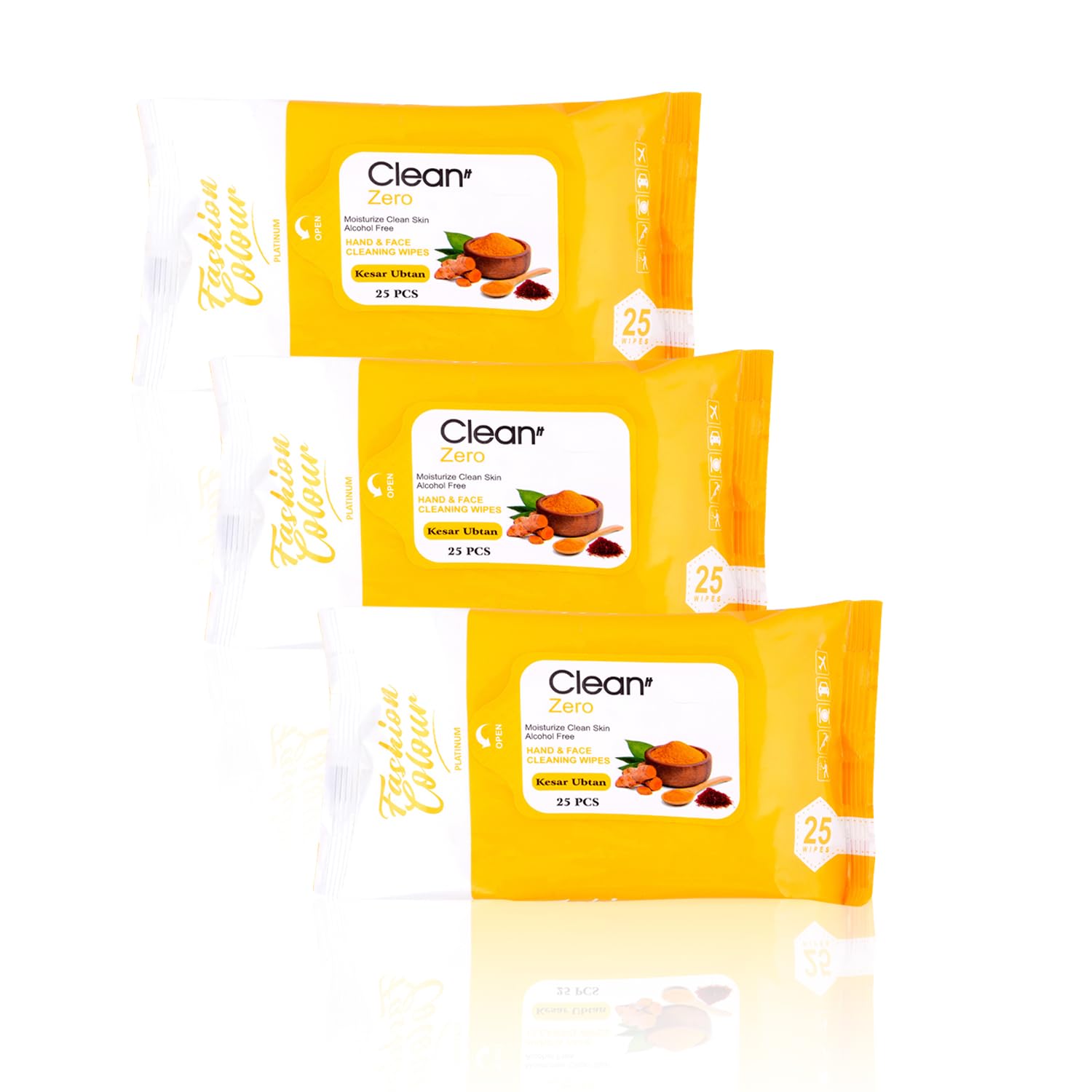 Fashion Colour Platinum Clean It Zero Hand and Face Cleaning Wipes, 25 Wipes, Wet Wipes for Face, Hydrating, Refreshing, Soothing (25N, Kesar Ubtan) Pack of 3-image-38