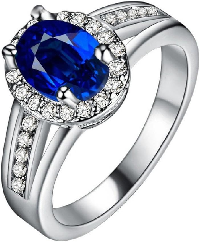 UloveidoRed CZ Crystal Halo Statement Rings Women Fashion Silver Plated Jewelry PJ139