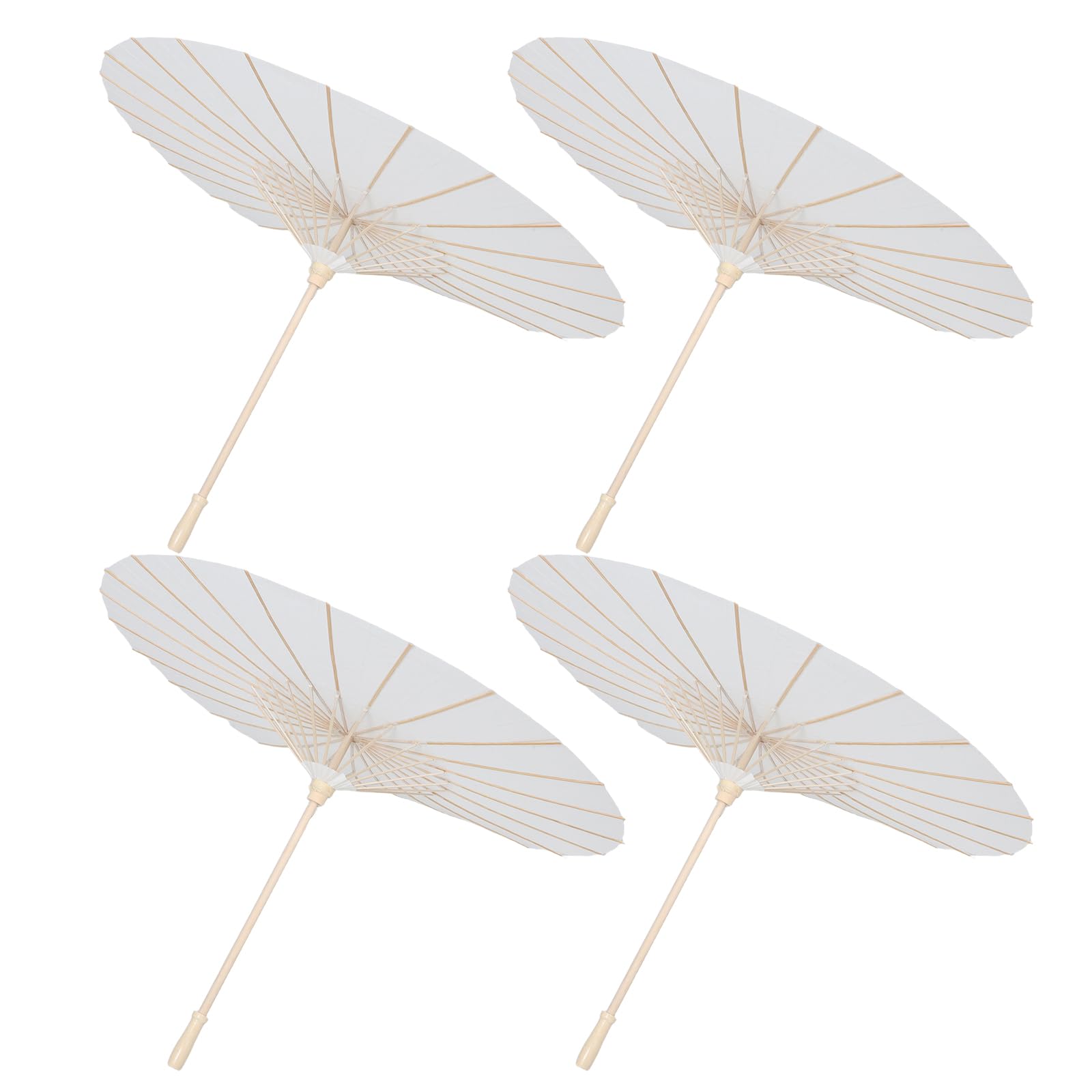 Garneck Weiße Papierschirme 4 Stück 84cm Holz Papier für Hochzeiten | Unbemalt, Chinesisch Japanischer Stil, Dekorativer Rohling, Geeignet für Gruppenarbeiten und Zeremonien