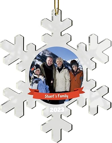 Adornos de Navidad personalizados 2023  Adornos de cerámica con texto con imagen personalizada para árboles de Navidad, adorno colgante para