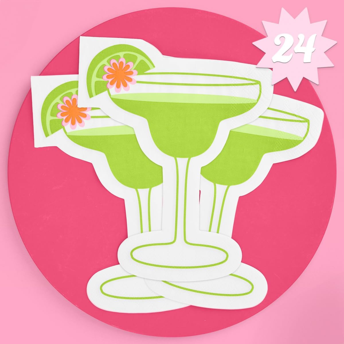 xo, Fetti Margarita Napkins - 3-ply, 24 pcs | Mexican Bachelorette Fiesta Decorations, Western Birthday Party, Summer Cactus Supplies, Cinco de Mayo Tequila Cocktail Tableware, 21st Bday Decor