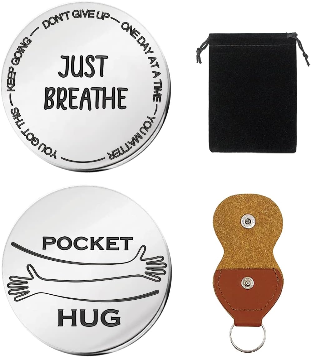 Just Breathe Motivational Pocket Hug Token Gift, Long Distance Relationship Keepsake