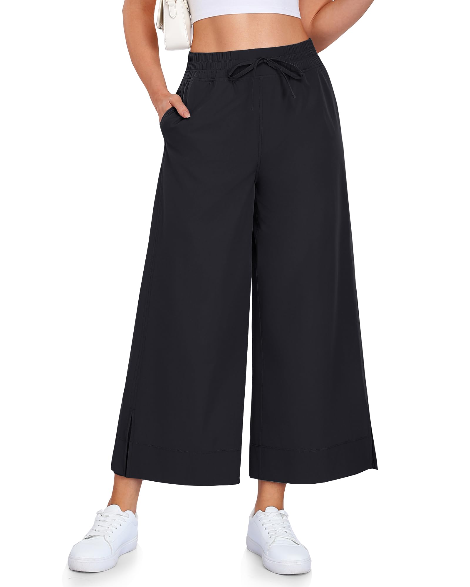 CAMPSNAIL Wide Leg Pants Women - 25 29 Casual Summer Capri Sweatpants Lightweight Yoga Pants for Dress Travel