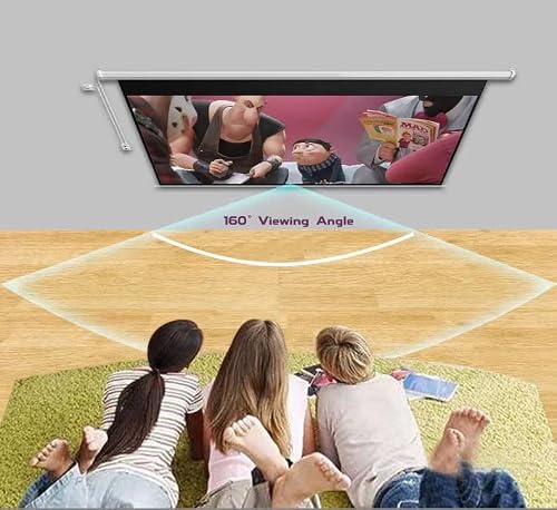 Kutatek 100inch Motorized Projector Screen, Support 16:9 4K 1080P,3D HD, Wall/Ceiling Mounted White Projection Screen with Two Remote Controls for Indoor & Outdoor Use (Power Cord Right) - Thumbnail 6