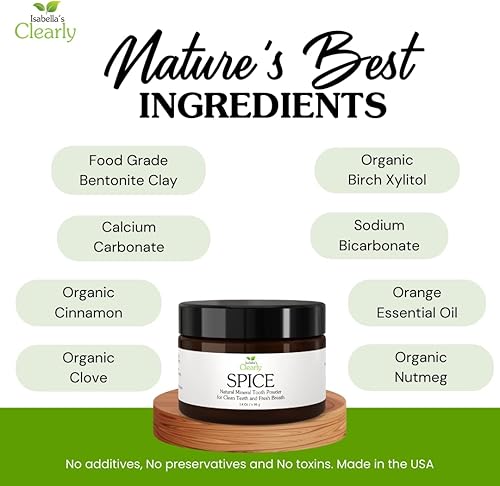 Miniatura 4 de Isabella's Clearly Spice - Polvo de dientes remineralizante | Pasta dental natural blanqueadora sin flúor para adultos, niños, dientes y encías