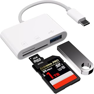 USB SD Card Reader 3.0, USB C Card Reader for iPhone 15/16 iPad MacBook Windows Android, 3 in 1 TF & SD Card Adapter, Port... Price In India