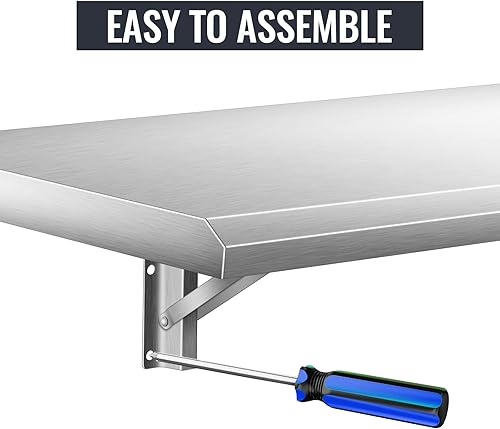 Miniatura 5 de KODOM Estante de concesión, estante plegable de acero inoxidable para servir alimentos y ventanas de concesión (72 pulgadas de largo x 12 pulgadas