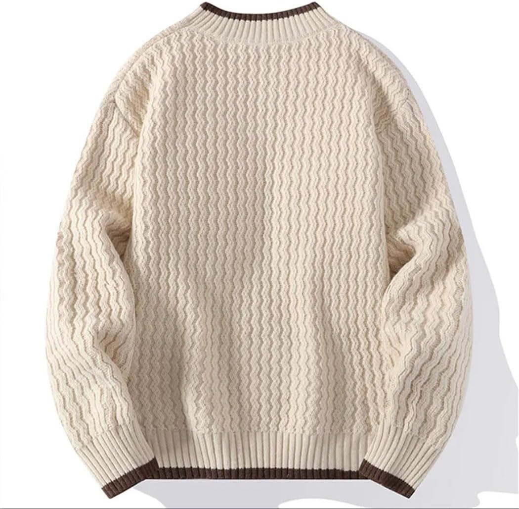 Winter Men's Small Tall Neck Long Sleeve Pullover Shirt Man Solid Color Loose Twisted Knit Sweater