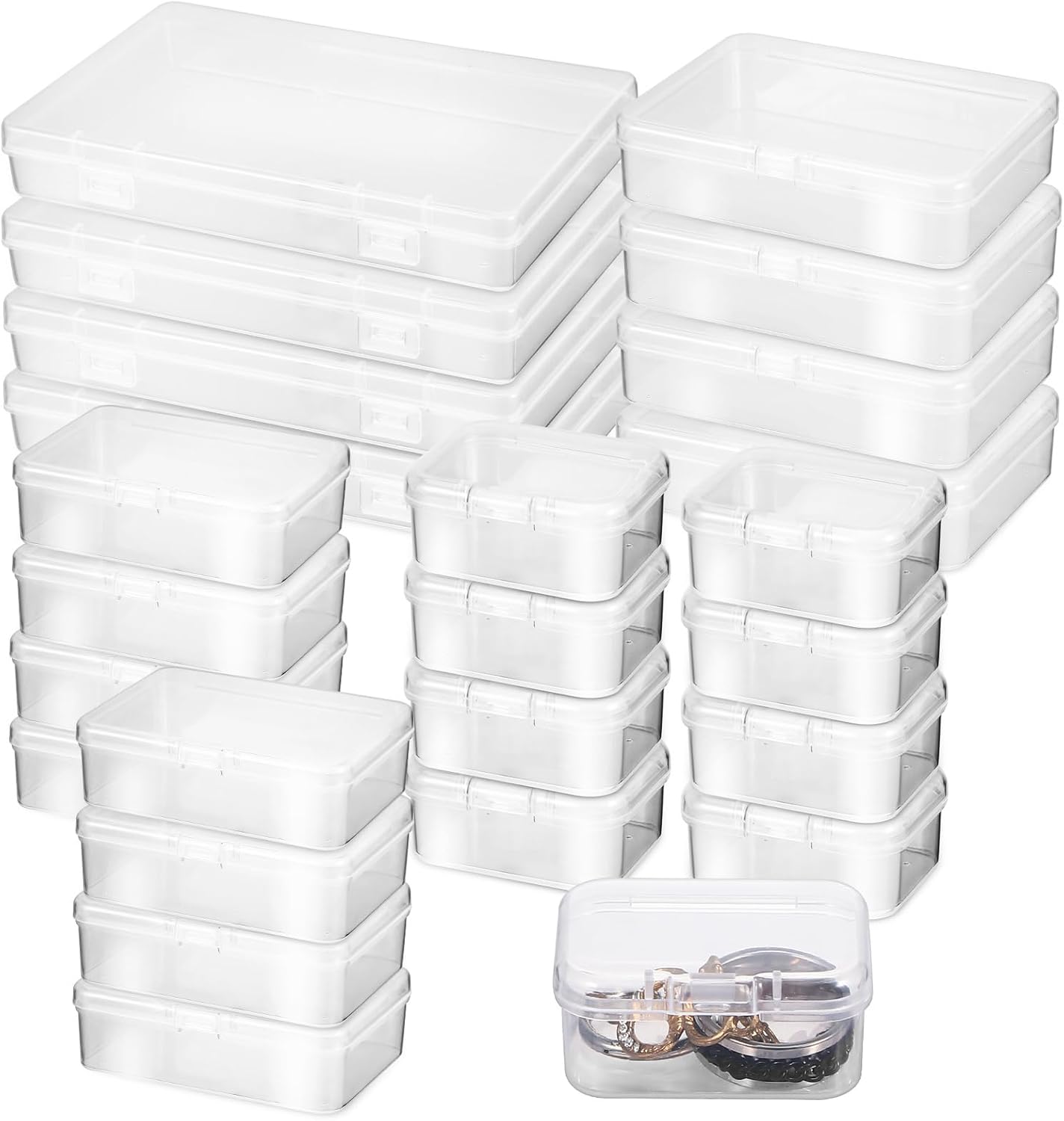 Small Clear Plastic Storage Container 24Pcs Storage Boxes with Lids Small Storage Containers Craft Beads Holder Cases