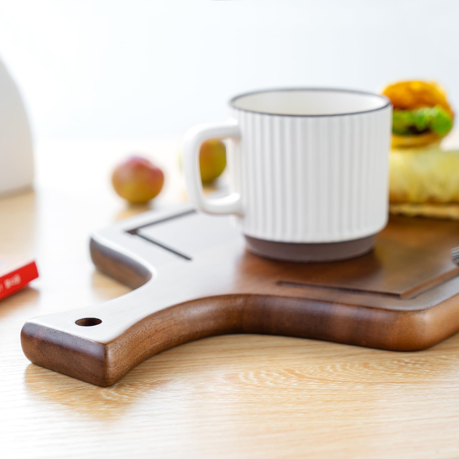 Bill.F Acacia Wood Cutting Board, Wood Kitchen Chopping Board with Special Sinks, Wood Paddle Cutting Boards - Image 4