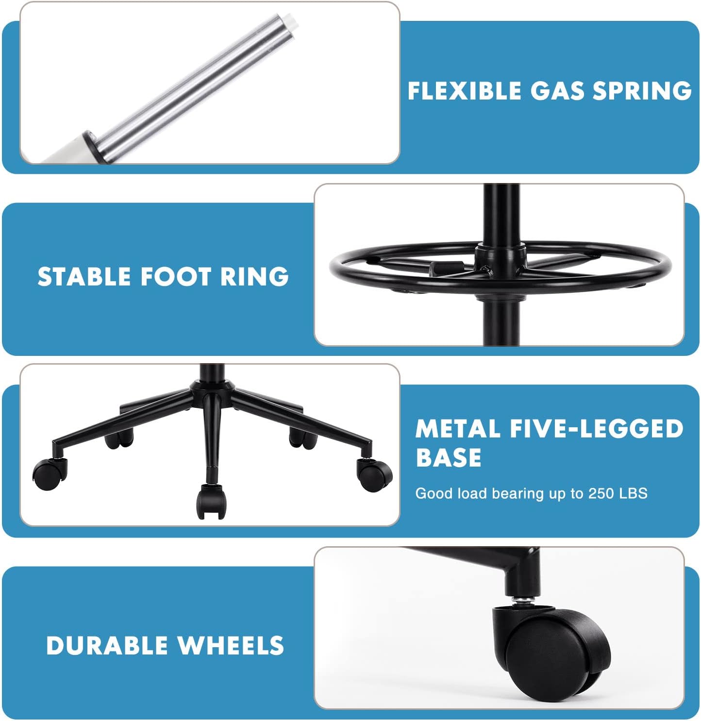 JHK Drafting Chair Tall Office Chair, Tall Desk Chair Standing Desk Chair Counter Height Mid Back Mesh Office Drafting Chairs with Flip-up Arms for Home Office : Office Products