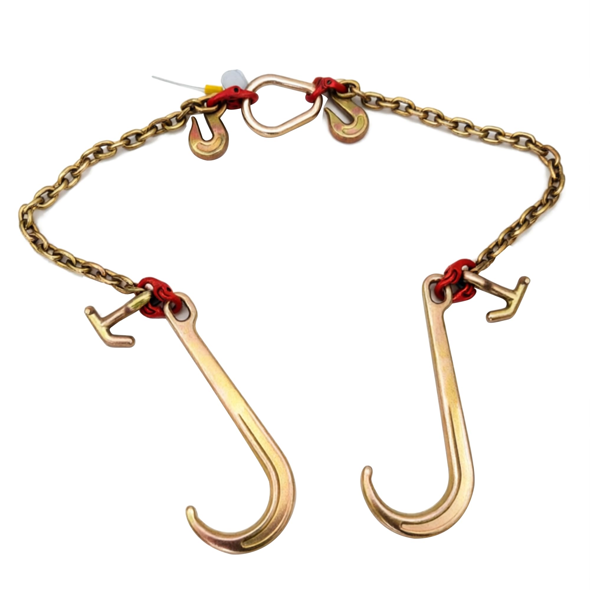 Wytrzymały łańcuch holowniczy V-Bridle, 1 cm x 0,6 m, potrójny hak z hakiem J 38 cm, bezpieczne obciążenie robocze 3538 kg do regeneracji ciężarówek i transportu sprzętu
