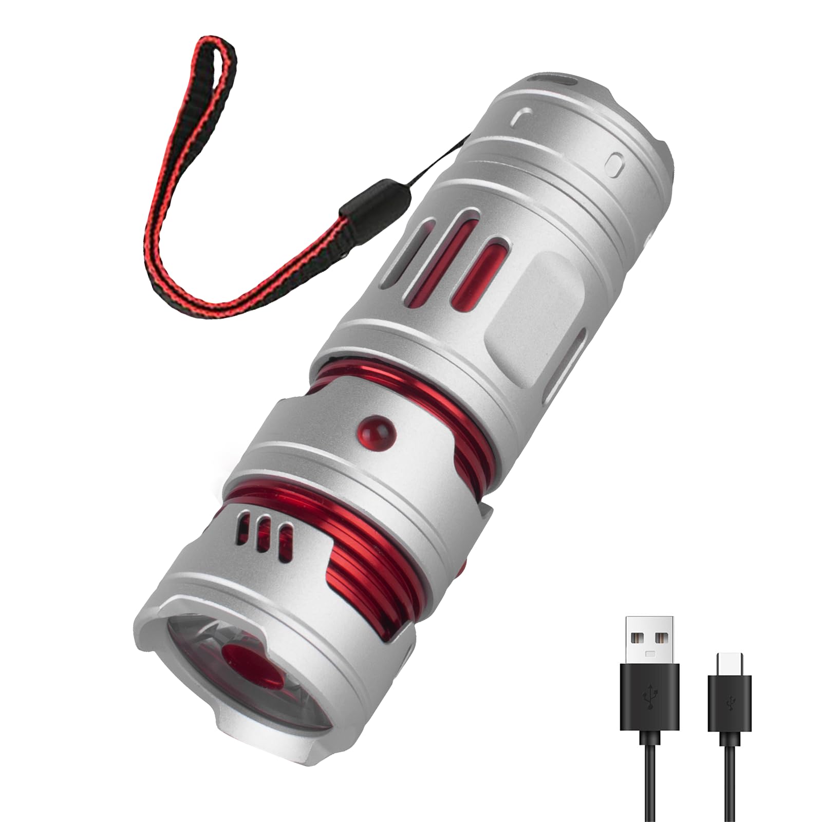Skylla Torch Small Rechargeable LED Extremely Bright 600 Lumens, TYPE-C Rechargeable Mini Torch for Camping Hiking Outdoor Emergencies