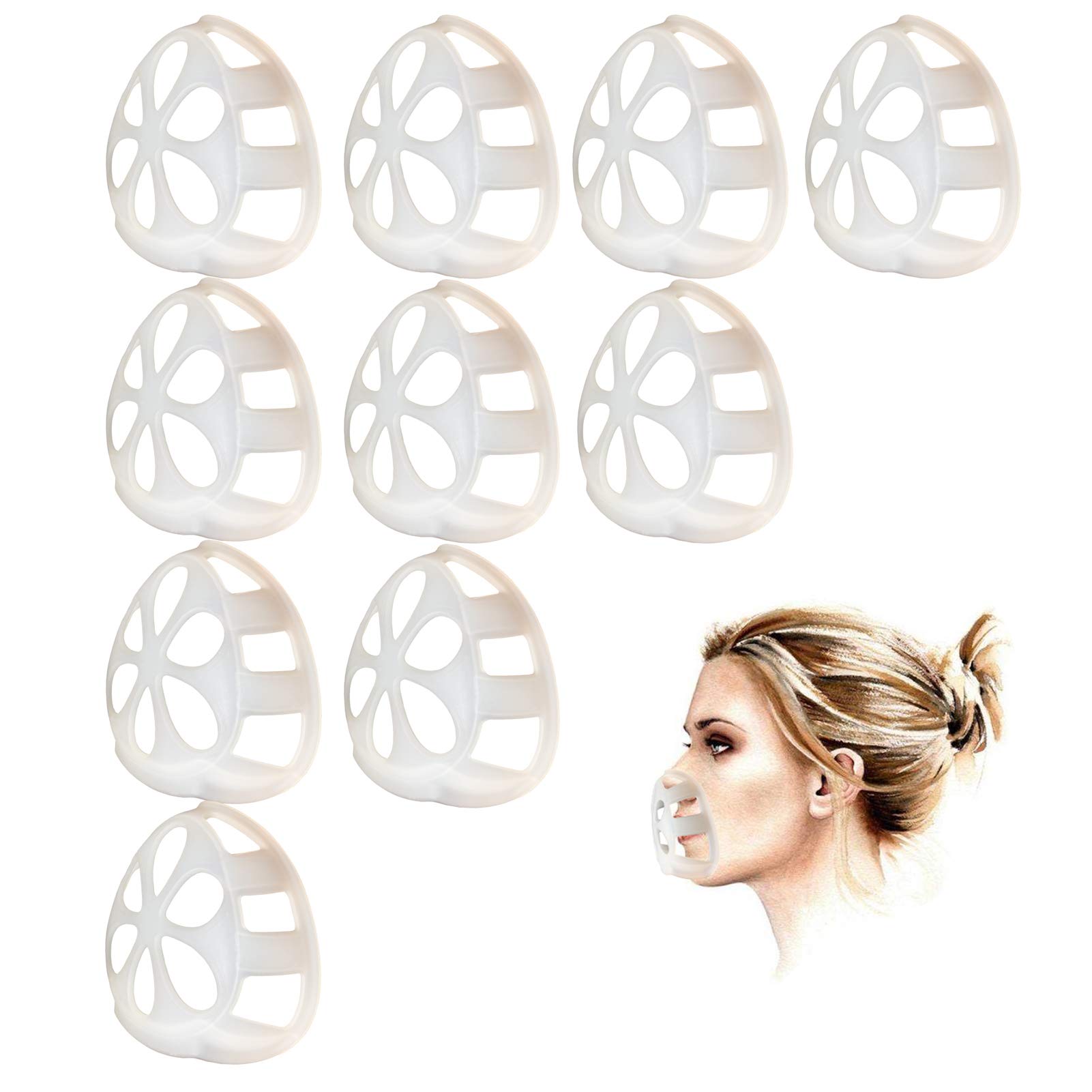 10PCS Upgraded KRR Silicone Face Bracket for Masks Comfortable Breathing Face Inner Support Frame to Realease Your Mouth and Speak Freely