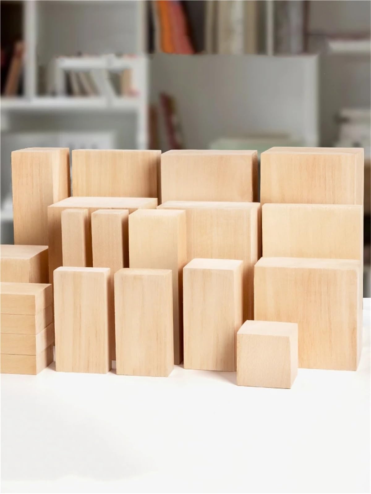 Madera para tallar Bloque de Balsa, cubo madera sin terminar, barra cuadrada sólida, modelo tira, Material construcción artesanal, pasatiempo para Bricolaje(40x40x100mm 2Pcs)