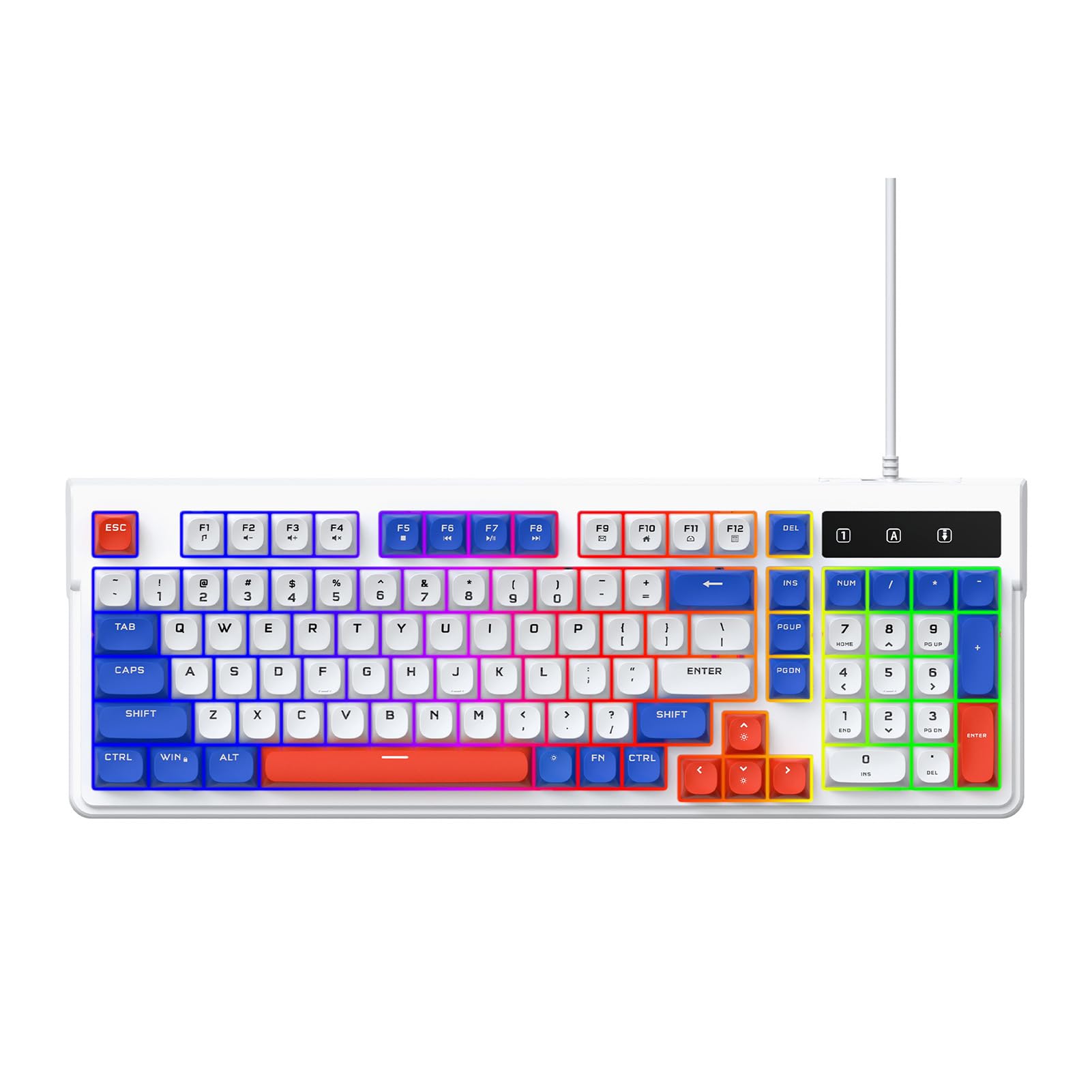 Generic Podświetlana RGB Klawiatura do Gier i Mysz Combo Kompaktowy Układ Multimedialne Klawisze Skrótów dla 98SE/ME/2000/XP/Vista/7/10, Ciche Klawisze do Laptopa Komputer Stancjonarny (Niebieski