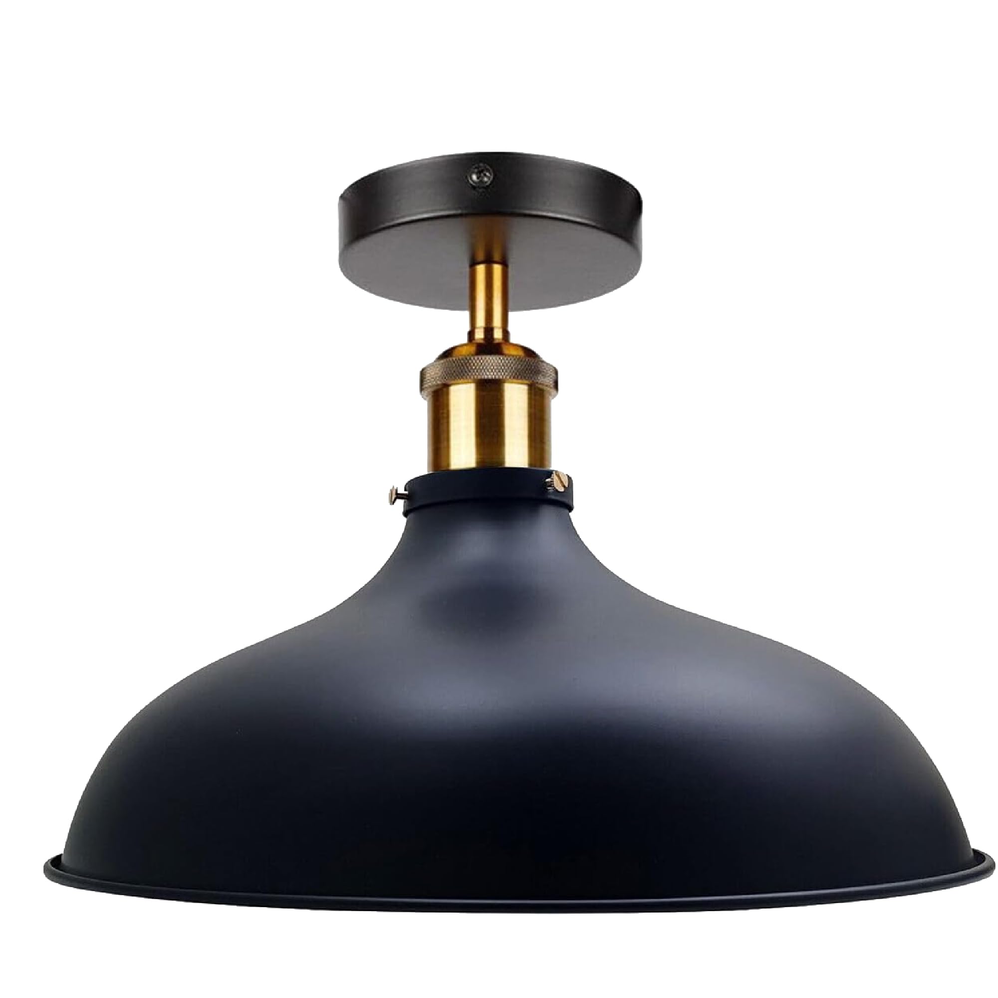 DC VOLTAGE Ceiling Light Industrial Semi Flush Mount Light Fixture 36cm Metal Dome Shade with Black Finish, E27 Base Rustic Retro Ceiling Lamp for Kitchen, Hallway, Bedroom — image 1