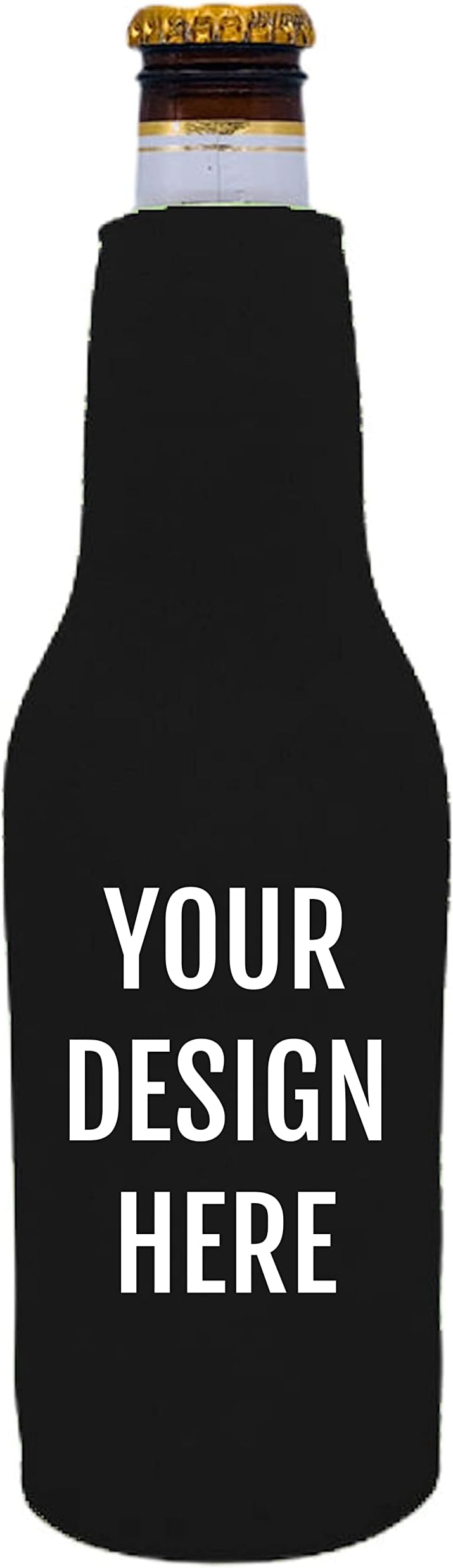 Custom Print Neoprene Zipper Beer Bottle Cooler - Choose Color and Quantity - Personalize with Your Design - Text, Logo, Photo