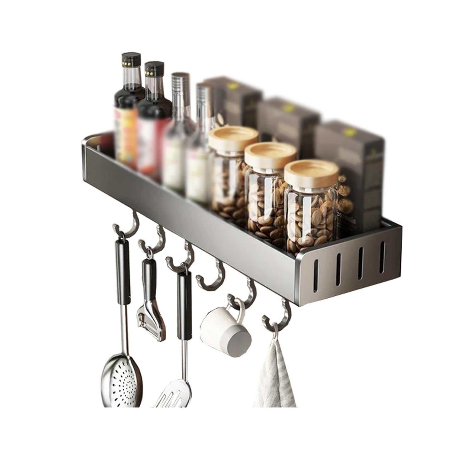 shangguanyun456 Spice Rack Wall Mounted Kitchen Condimenters Spice Rack Organizer Shelf Storage Organizers Hanging Hook For