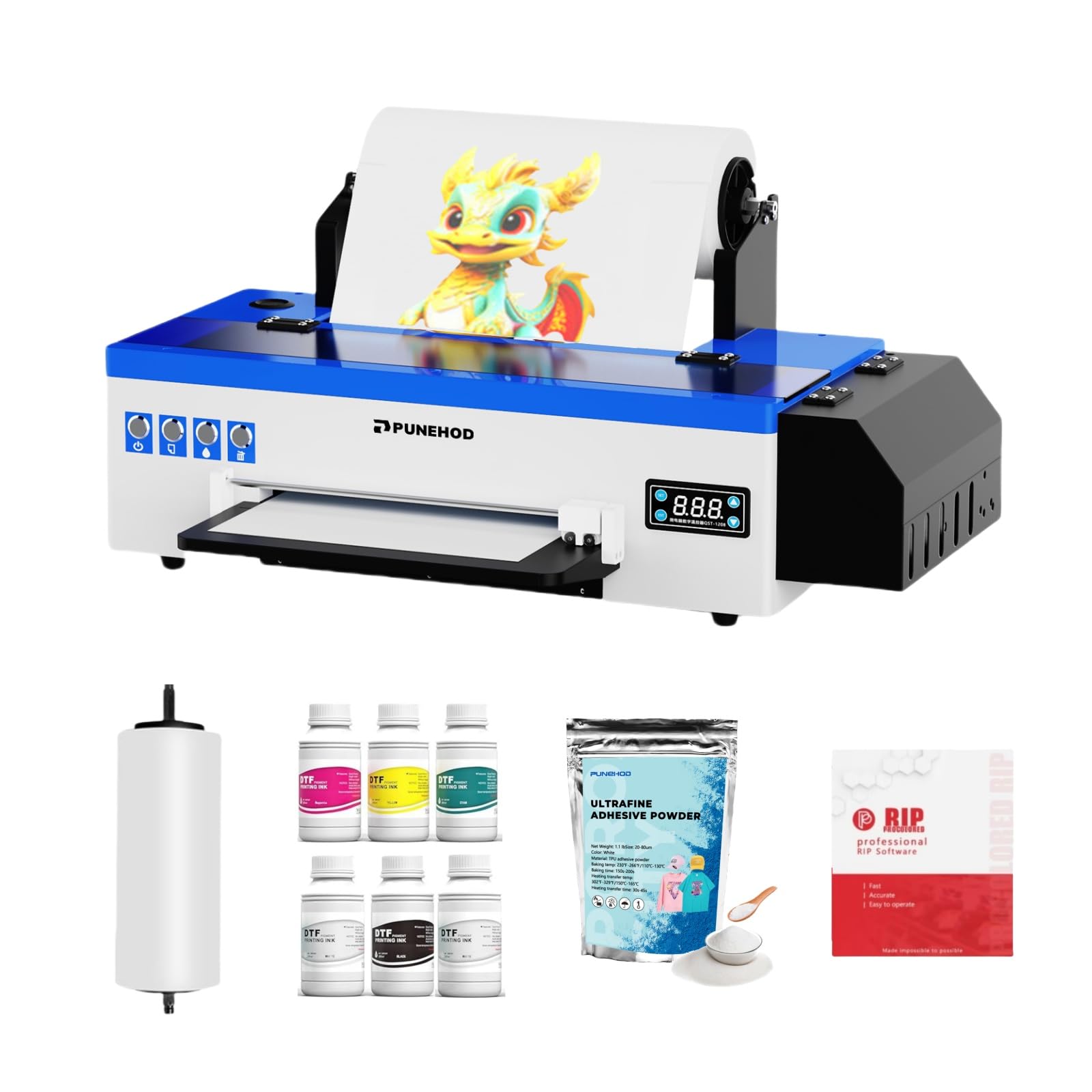 PUNEHOD A3 L1800 DTF Printer, 13-inch Apparel Transfer Printing Machine with White Ink Circulation for DIY Printing on Dark and Light Fabrics (Without Oven)