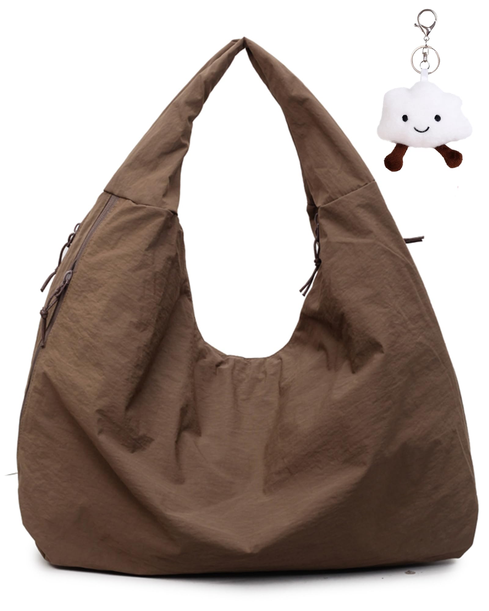Micmores Tote Bag Slouchy Hobo Bag for Women Nylon Handbag Solid Color Draped Shoulder Bag Large Underarm Purse