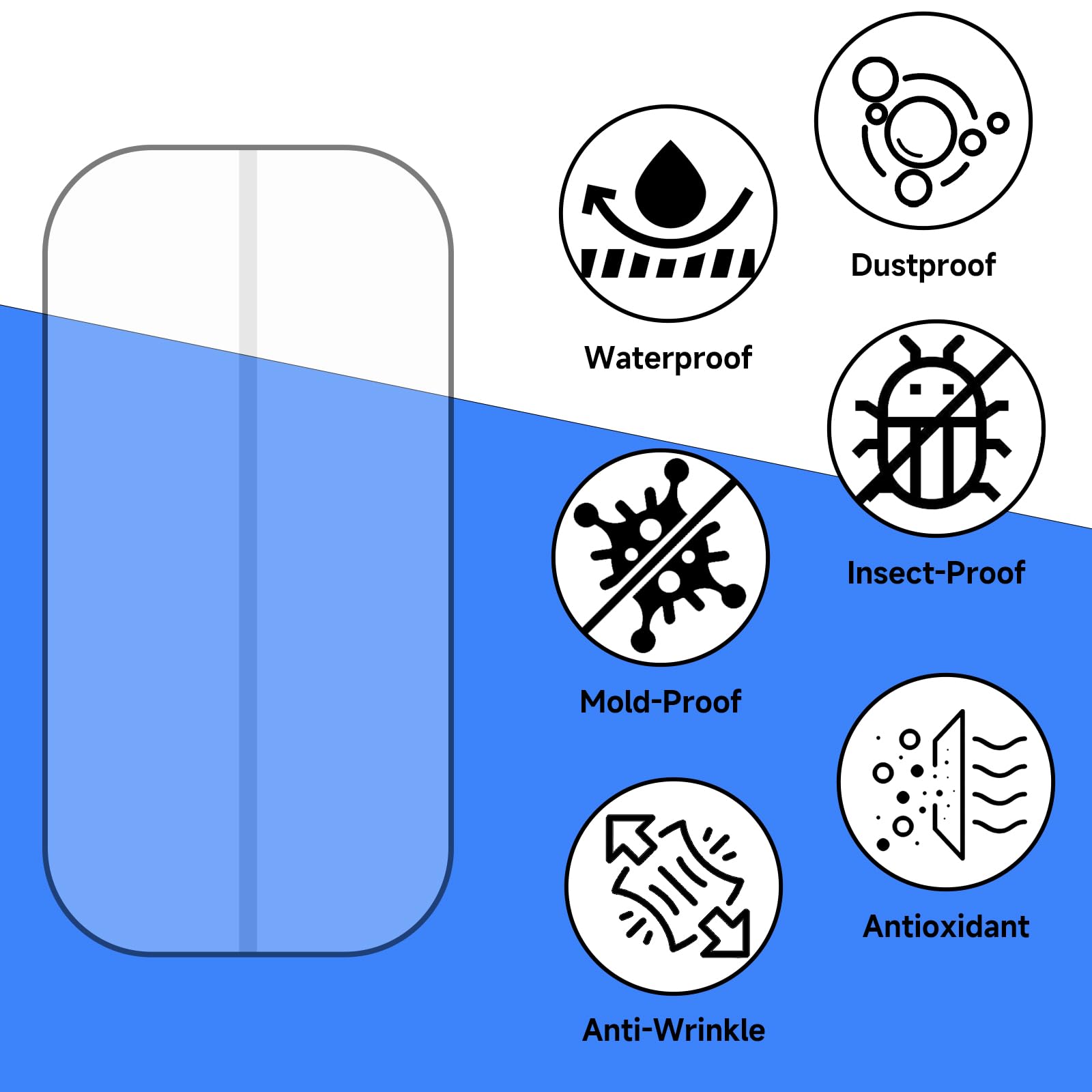 12 Fundas de Ropa, Bolsas Guardar Prendas Antipolvo Impermeables para Trajes, Vestidos, Camisas de Noche, Fundas Ropa Armario Transparente, Bolsas para Prendas a Prueba de Polillas - 4