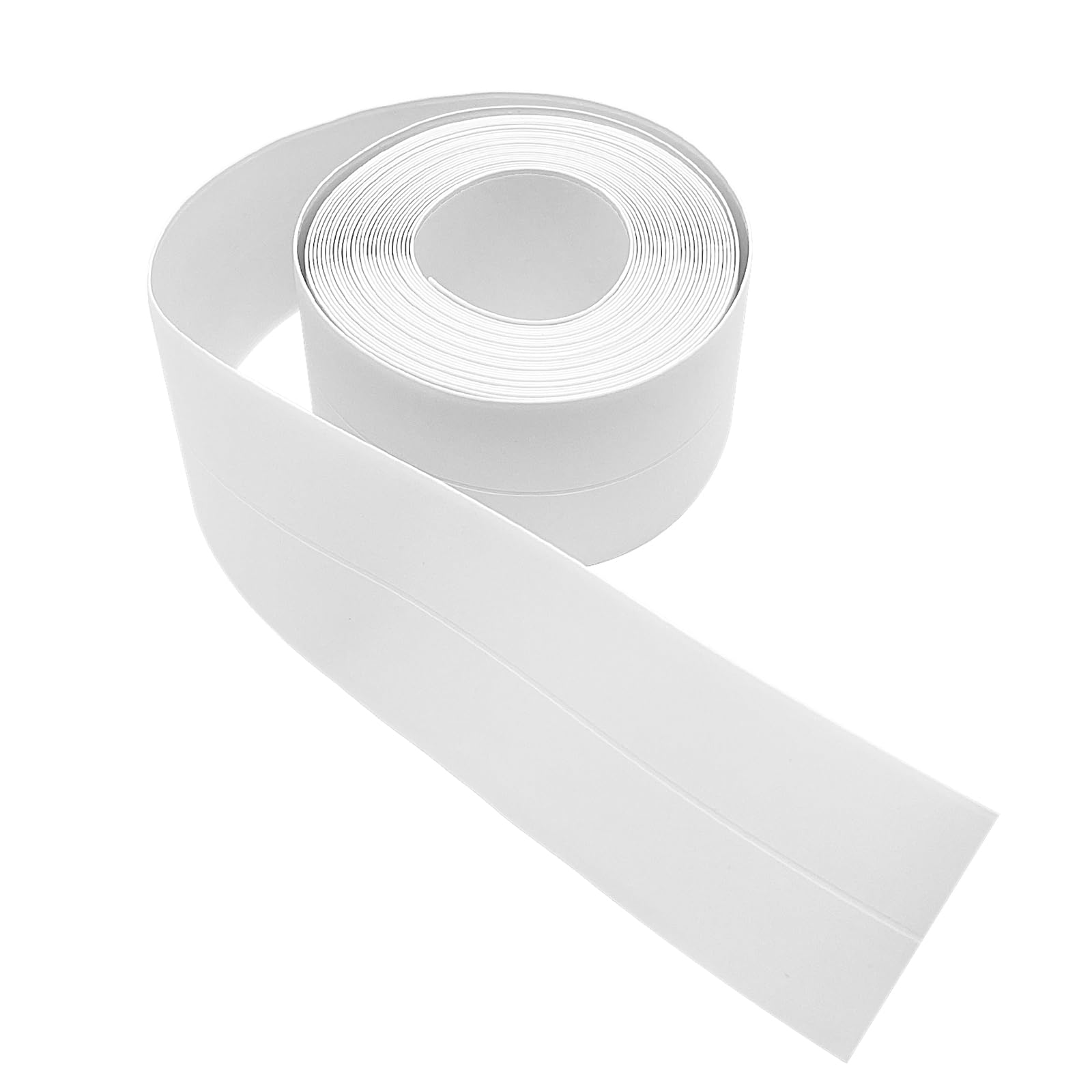 Silicone Bianco Bagno Antimuffa, Battiscopa Autoadesivo, Nastro Adesivo Impermeabile per Cucina e Bagno, 5 m x 36 mm Profilo PVC flessibile, Bianco