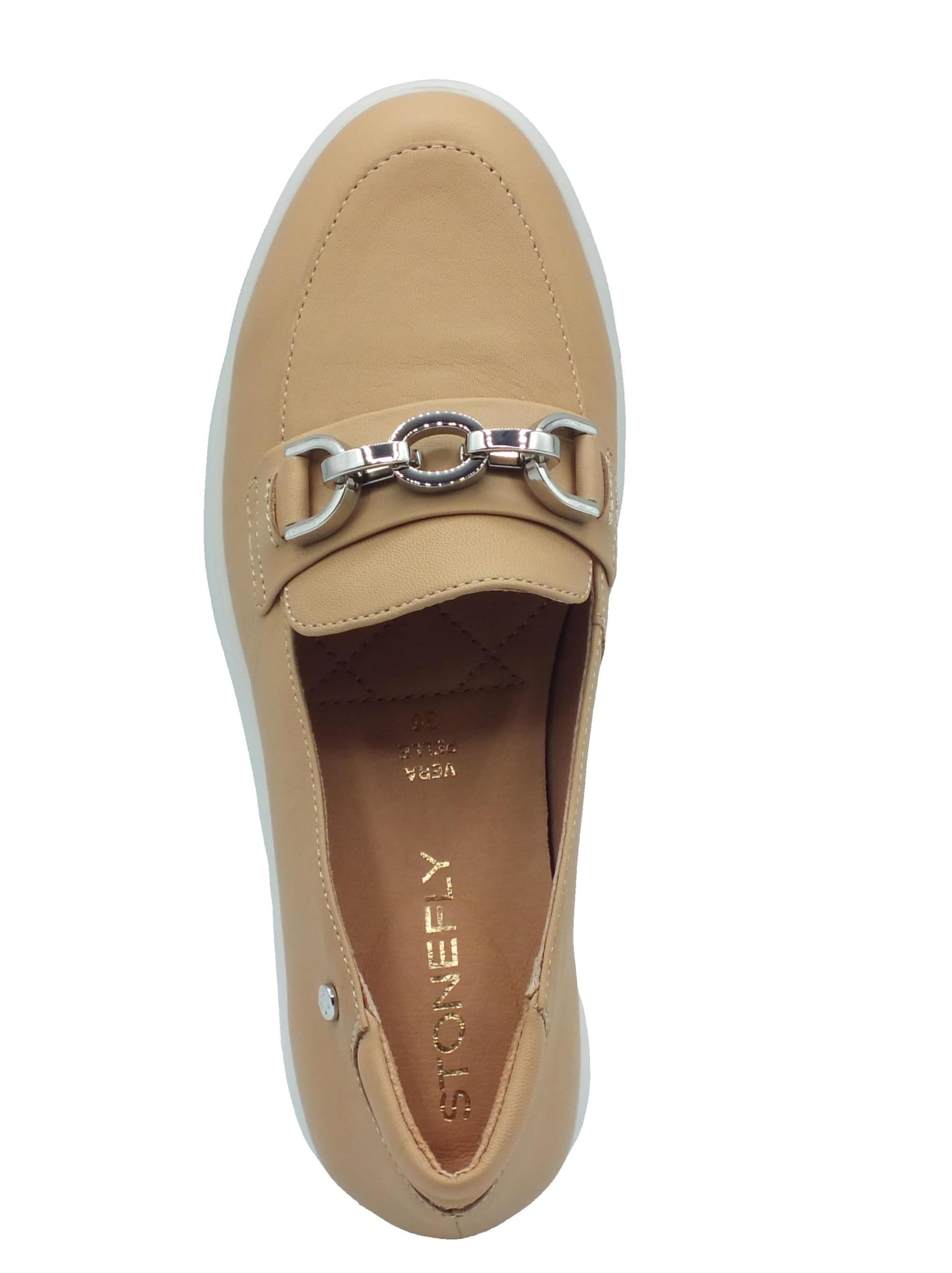 Stonefly 220757 Light Brown Marrone Scarpe Donna Mocassini Catena 39