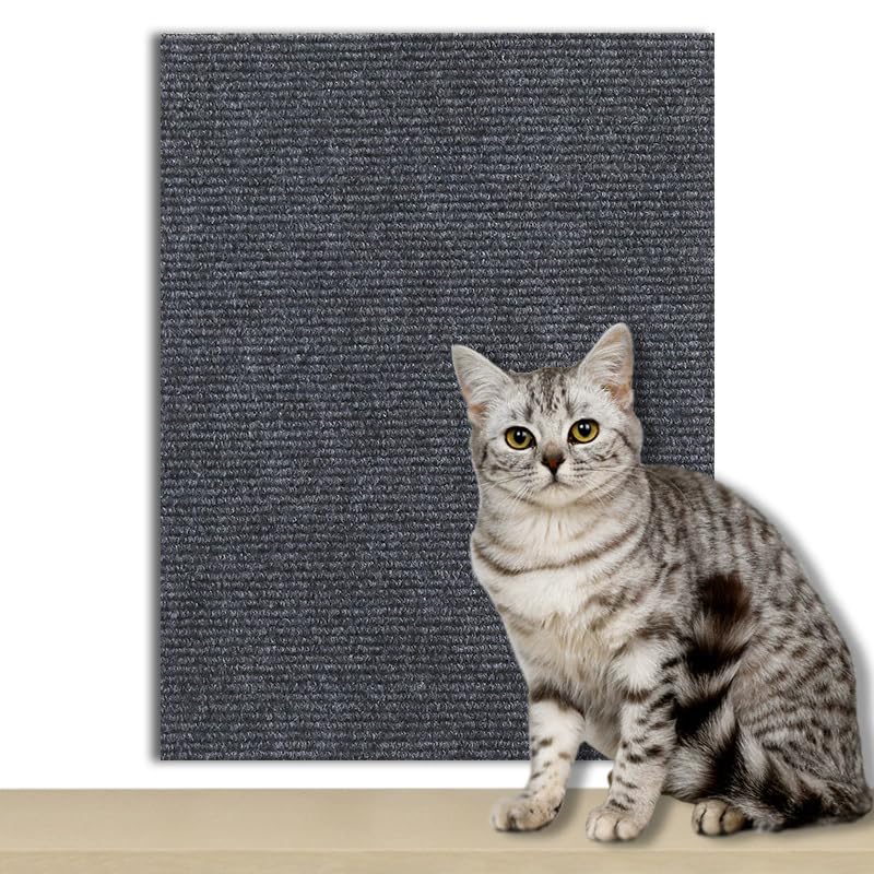Self-Adhesive Cat Scratching Mat,40x200cm, Durable Furniture Protector for Cats, Trimmable Scratch Pad(Dark Grey)