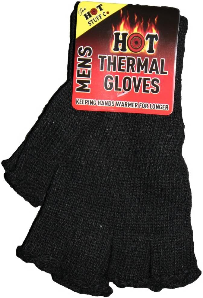 Jean JunctionJean Junction Mens Fingerless Thermal Gloves One Size Fits All Mixed Colours (Black)