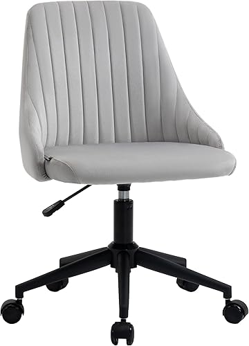 Vinsetto Silla de oficina con respaldo medio, silla giratoria de tela de terciopelo con forma de festón para computadora para oficina en casa o