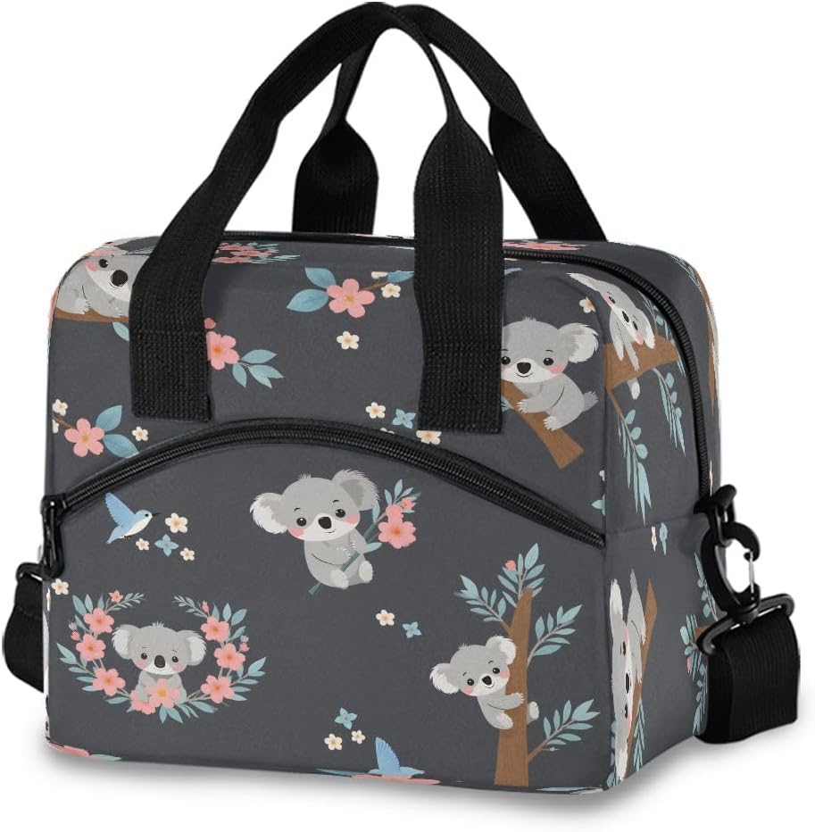 SUABO Koala Lunch Bag for Kids Cute Insulated Cooler Lunch Box Large Capacity Lunch Organizer for Boys Girls