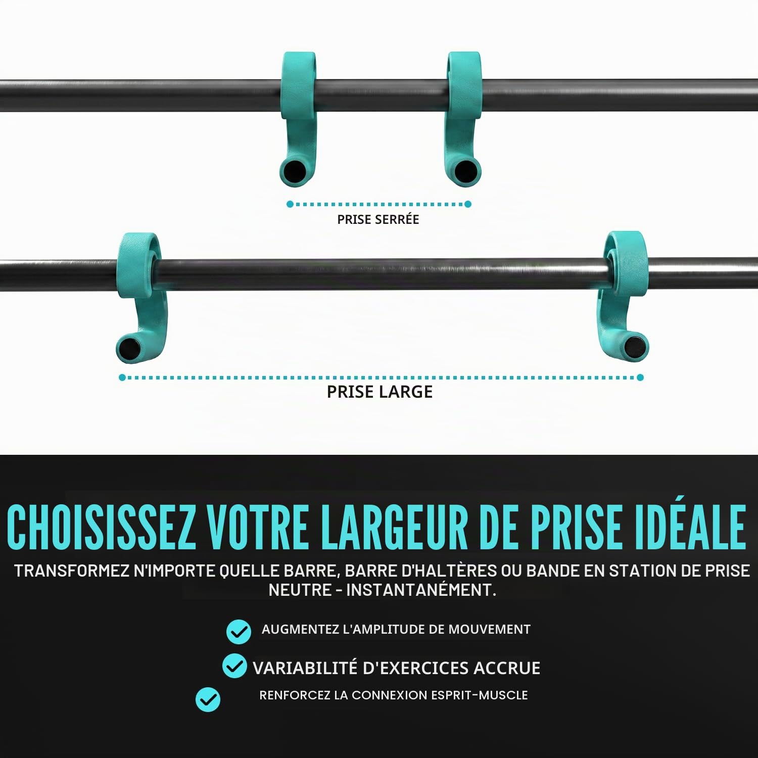 Kensui Swissies : poignée neutre pour barres de traction, haltères et bandes de résistance