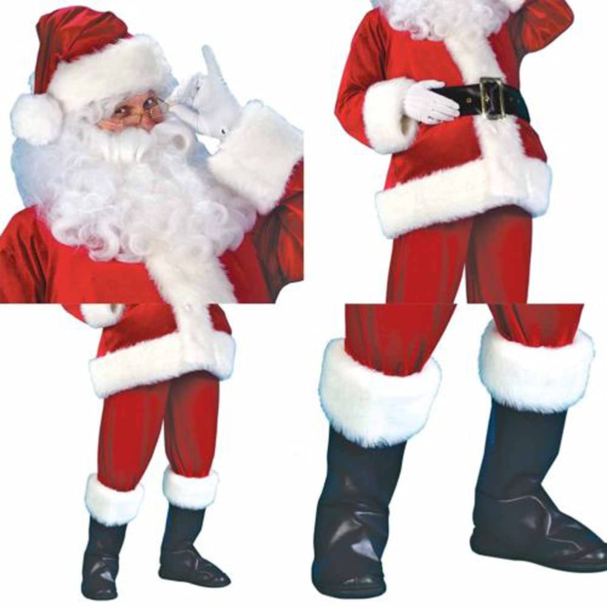 Herren Damen Kostüm Weihnachtsmann Partei Cosplay Outfits anzüge Santa Claus Nikolauskostüm Deluxe Samt Erwachsene Santa Anzug Regal Plüsch Vater Samt Cosplay Kostüm