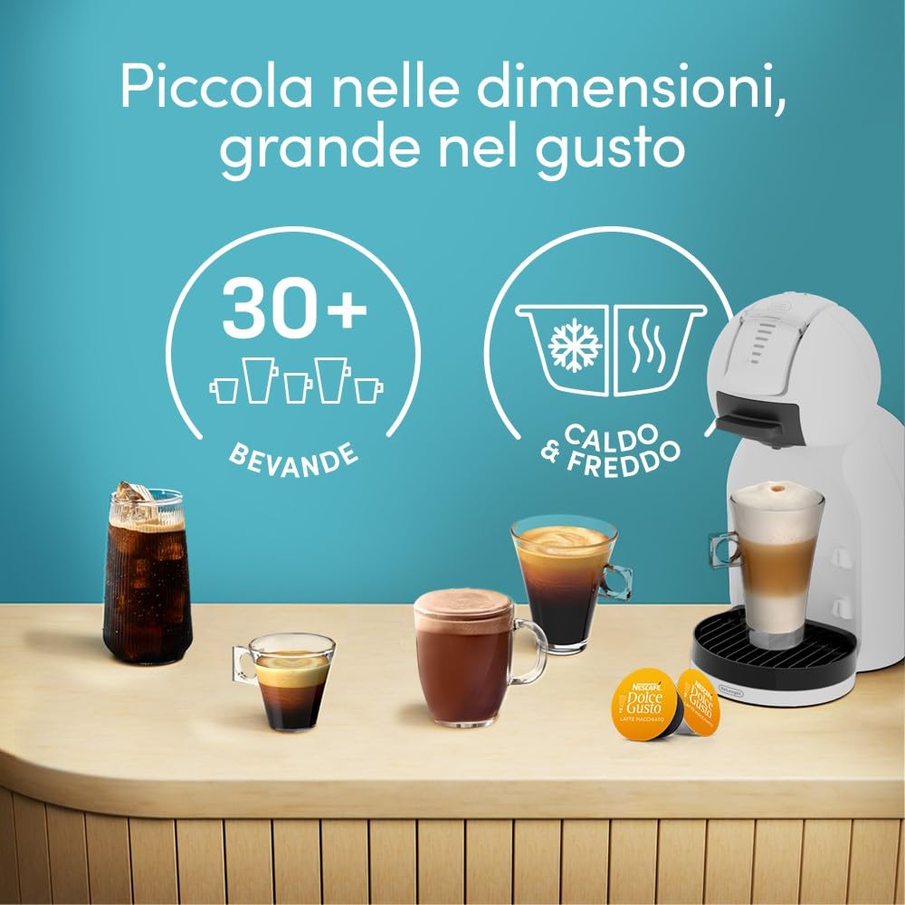 De'Longhi Nescafé Dolce Gusto Mini Me 2 – Macchina da Caffè a Capsule Compatta, Spegnimento Automatico, Bevande Calde e Fredde, Pressione 15 Bar, Bianca (EDG335.W)