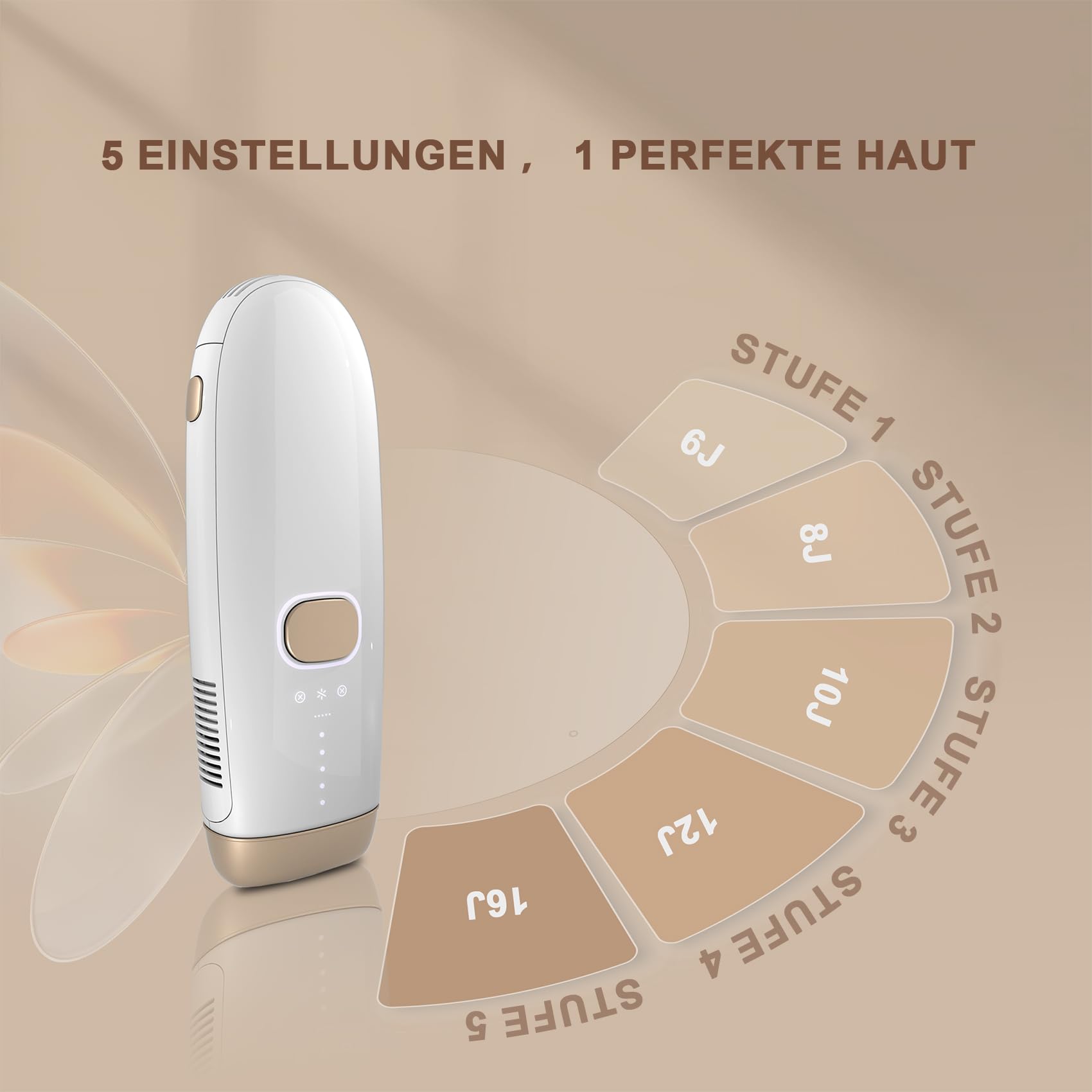 IPL Geräte Haarentfernung,Dauerhafte und Schmerzfreie IPL Haarentfernungsgerät mit Saphir-Eiskühlsystem, IPL Laser für Achseln, Beine, Bikinizone, Körper，Weiß & Rosegold