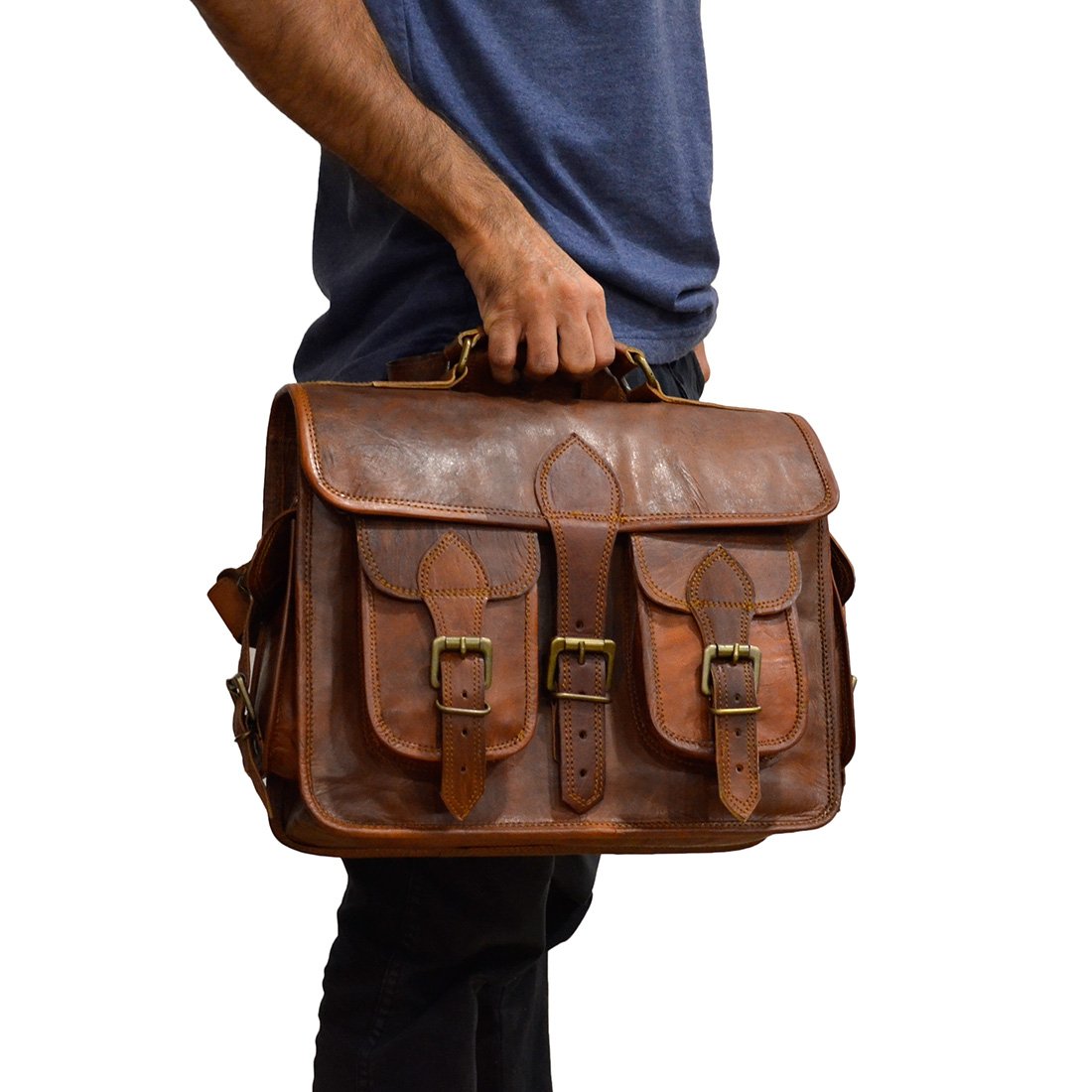 Mad Over Shopping Estilo Vintage Bolsas de Cuero Genuino Acolchado Lente de la cámara Funda DSLR Bag