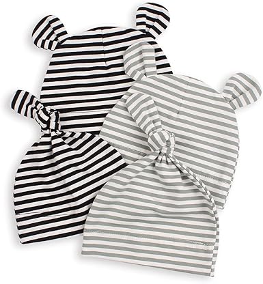 Pesaat Rayure Nouveau Ne Bebe Chapeau Coton Bonnet De Bebe Fille Garcons Ours Noeud Mignon Chapeau Pour Printemps Ete Automne Noir Vert Amazon Fr Vetements