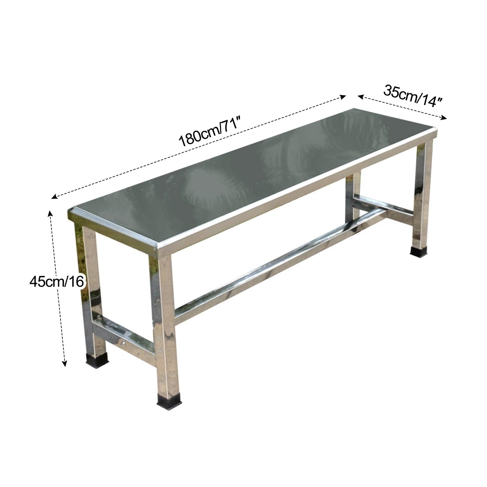 Panca da giardino in metallo in acciaio inox 304, ideale per patio esterno, spogliatoio, parco, laboratori, ospedali