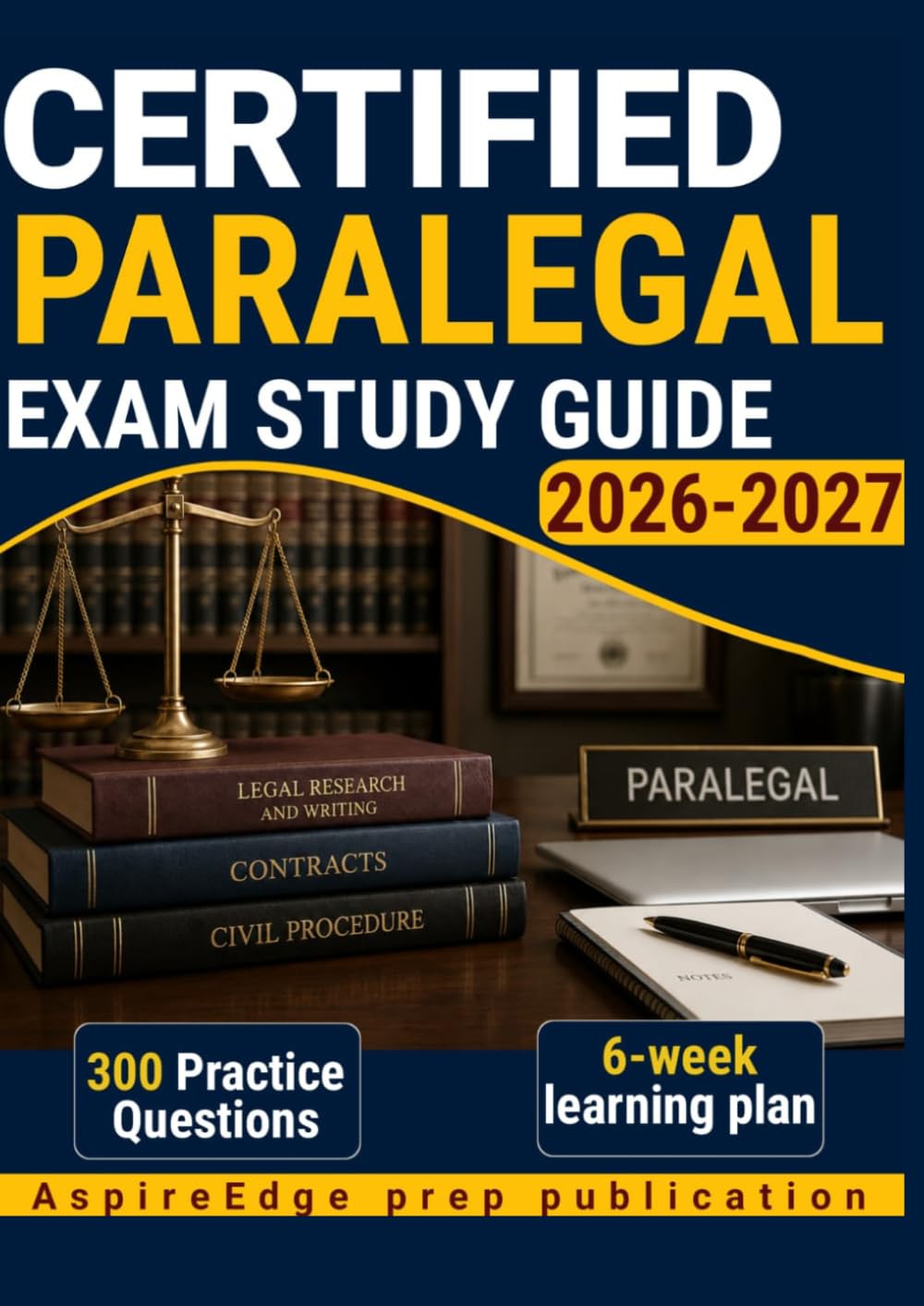 CERTIFIED PARALEGAL EXAM STUDY GUIDE 2026–2027: 300 Practice Questions & Rationales for Legal Procedures and Case Analysis with a 6-Week Study Plan
