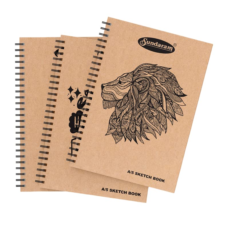 Sundaram A5 Sketch Book Spiral Bound, 100 Pages, [50 Sheets ] 21 x 14.7 cm Plain [Pack of 3 ] (B0C3HKBQMH) Amazon Price History, Amazon Price Tracker