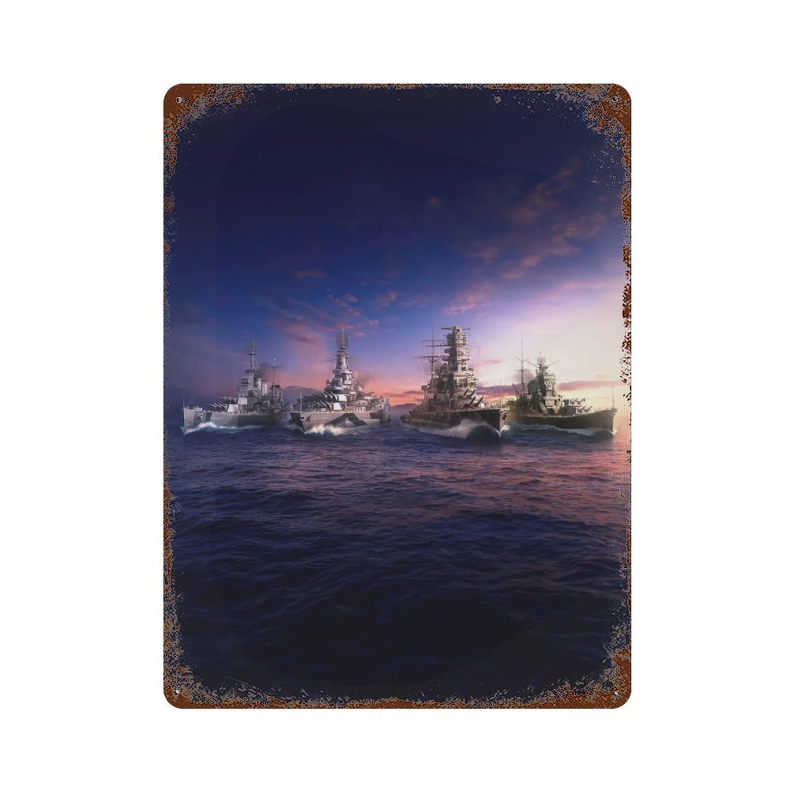 Rust Effect Tin Sign The Battle of Leyte Gulf 15.7"x11.8", Vintage Wall Decor for Living Room, Hallway And Home Decor