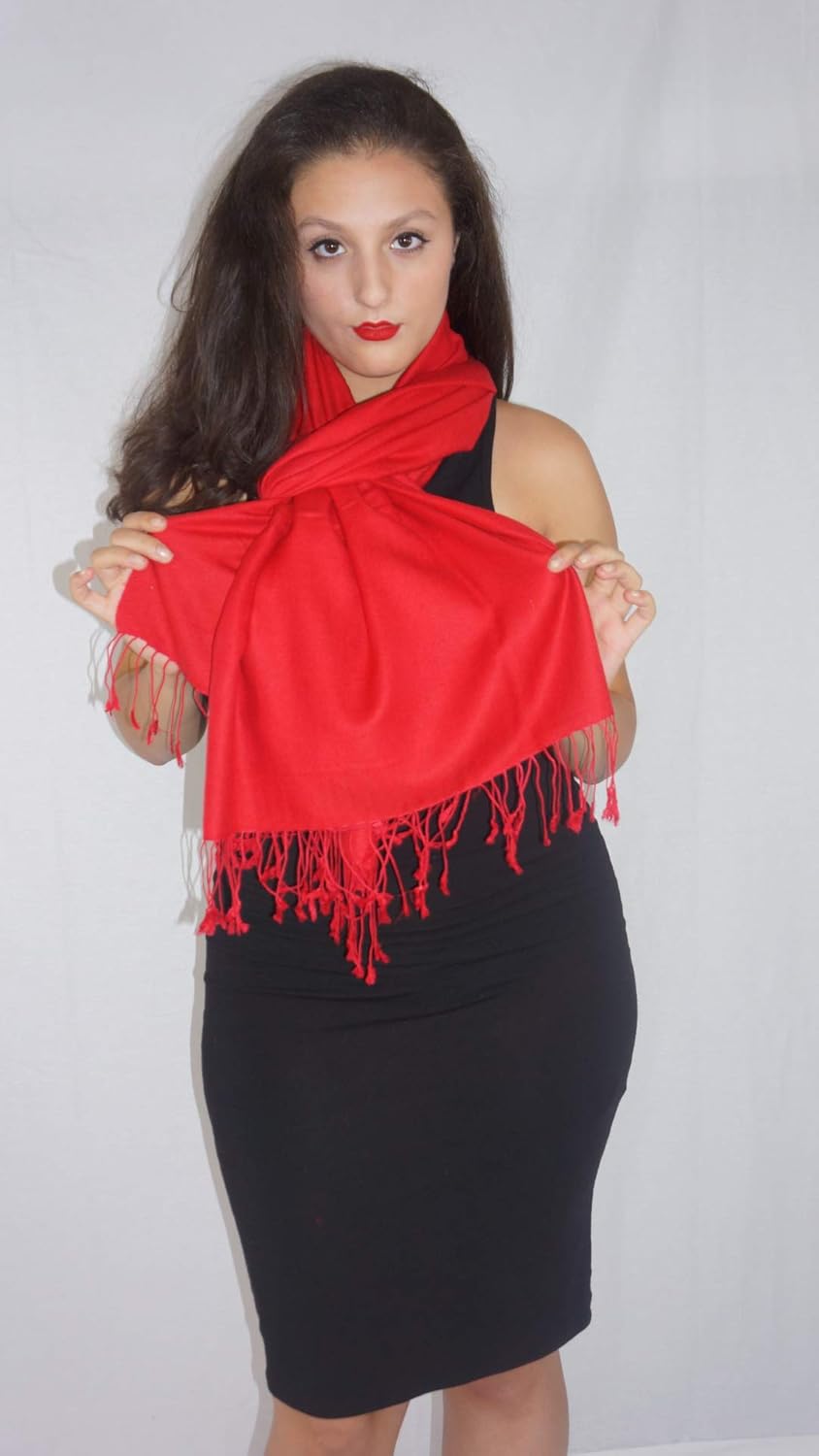 Pashmina Scarf-poncho-silk-blanket-cape-shawl-scarf-mens scarf-scarves for women-scarf for men-shemagh-keffiyeh-dress shawl(Lipstick Red)