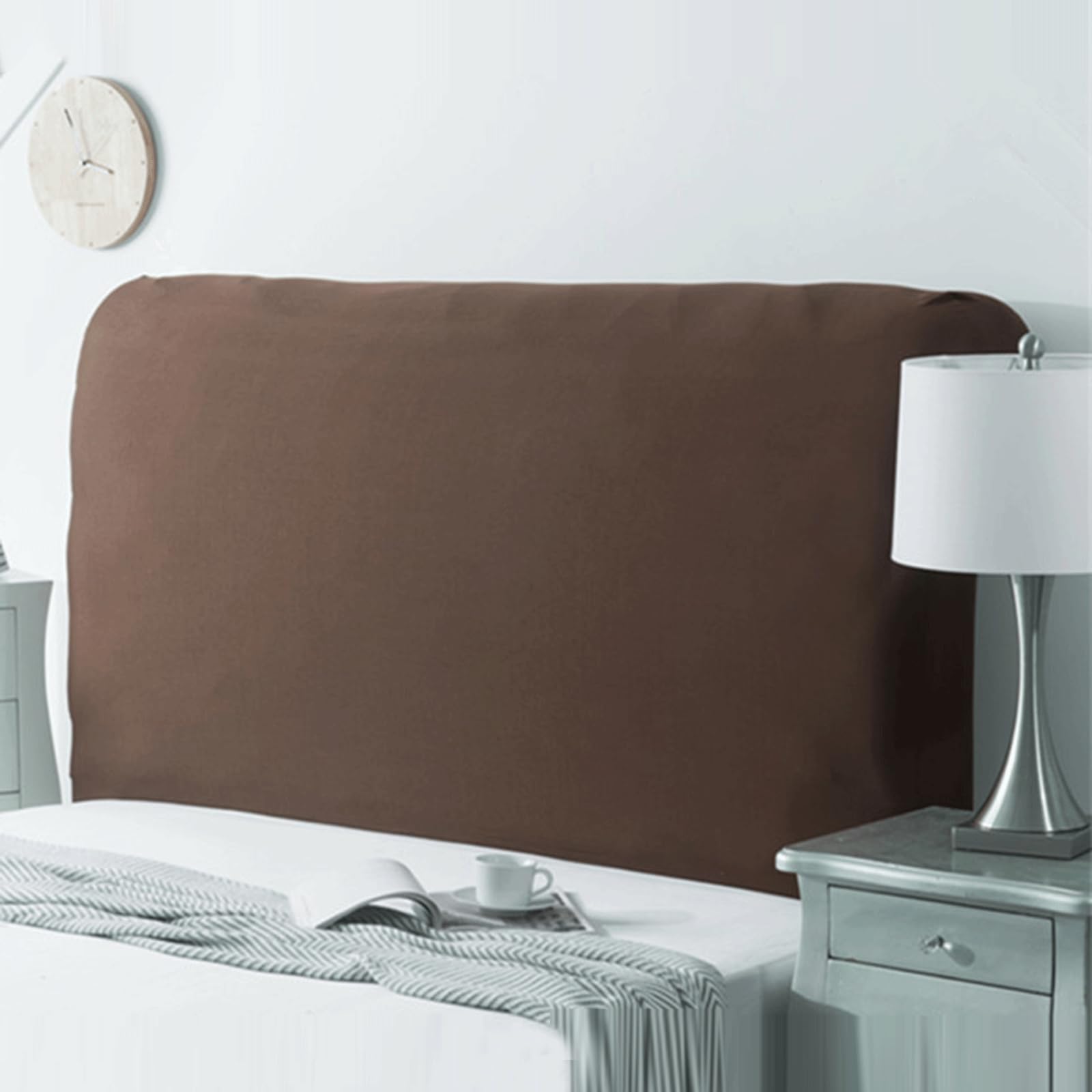Stretch Universal Bed Head Cover/Bed Headboard Slipcover for Upholstered/Leather/Wood Headboards, All inclusive King Size Double Single Queen Head Board Covers Protector Decoration(210-240cm,Brown2) — image 1