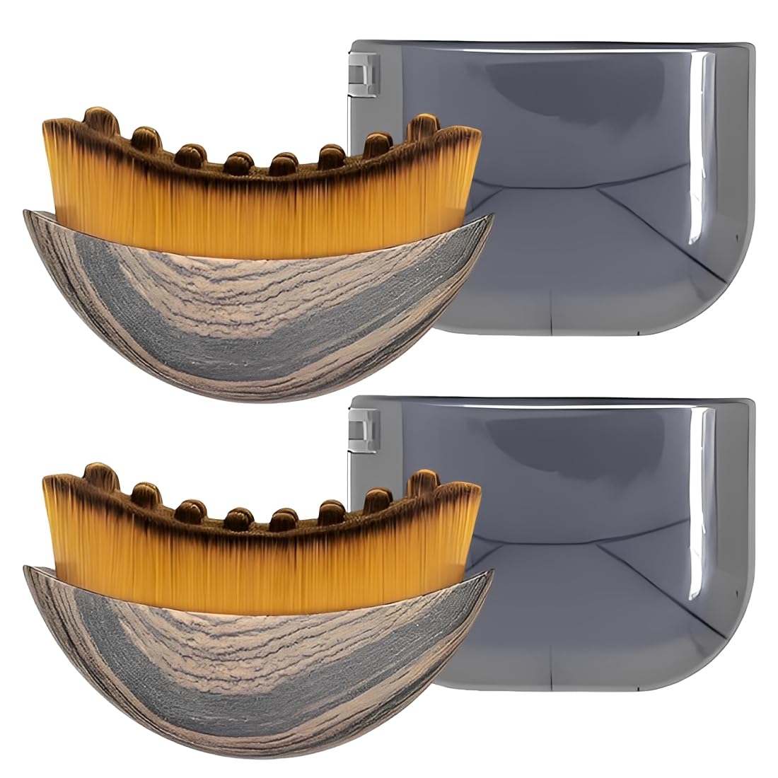 2 Pezzi Spazzola Viso Contorno Linfatico,spazzola viso a secco setole naturali,Dry Brushing Face Brush in Setole Ultra Morbide, Linfodrenante & Contouring mento e mascella, per Viso