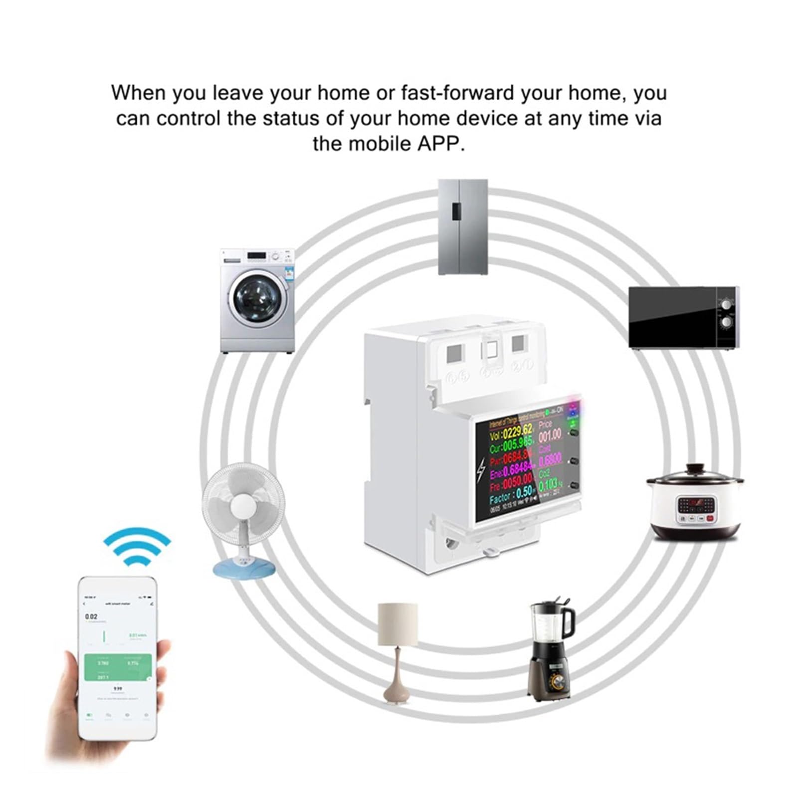 Cyfrowy licznik energii elektrycznej 100A Tuya WIFI Na Szynę Din Inteligentny Przełącznik Zdalnego Sterowania Cyfrowy Wzmacniacz Energii Kwh Miernik Współczynnika Częstotliwości(WIFI)