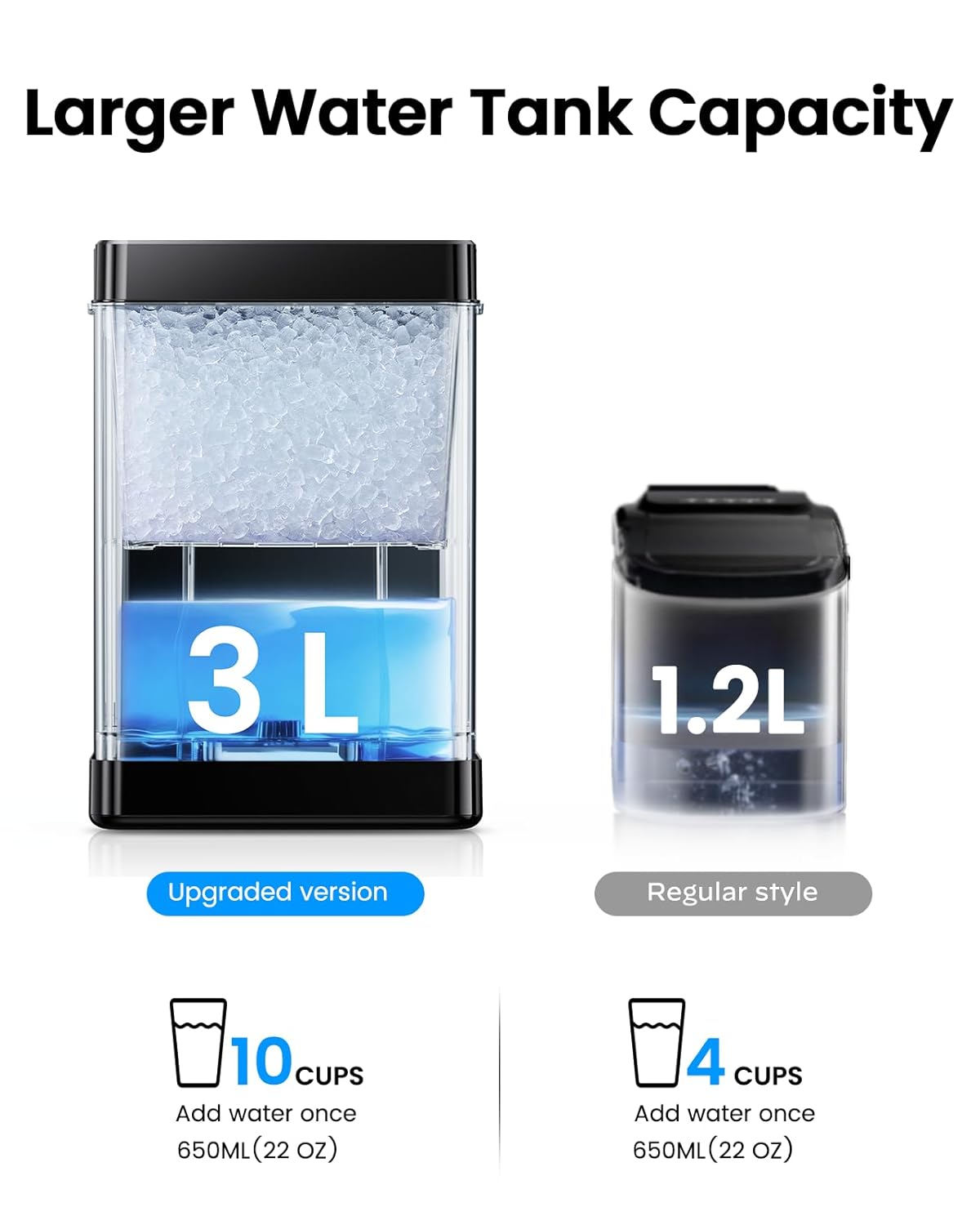 Ciays Nugget Ice Maker Countertop with 3L Detachable Water Tank and Timer Function, Pebble Ice Maker 35 lbs/24H Soft Chewable Ice, Self Cleaning Ice Machine for Kitchen, Party and Office